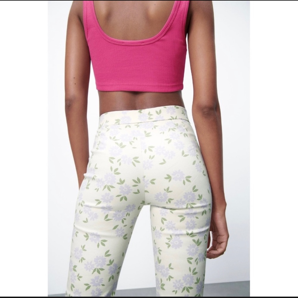 ZARA Mini Flared Floral Pants